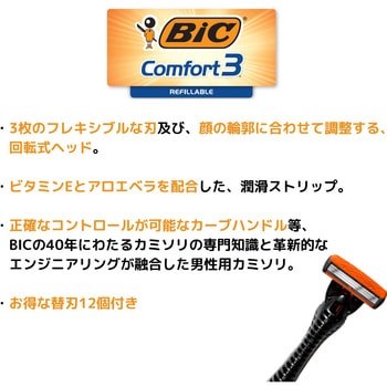 BIC可動式3枚刃Comfort3 本体+替刃12個付き BICジャパン
