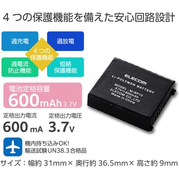 交換用バッテリー 3.7V 600mAh 【 トラックボールマウス IST PRO 対応 】 リチウムイオン電池 エレコム