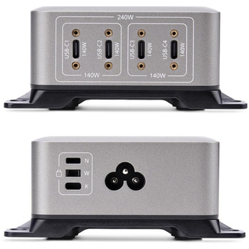 USB充電器/4ポートUSB-C/合計240W 各ポート最大140W/USB PD EPR 3.1対応/GaN採用/ねじ固定ポート/取付金具付属/急速充電対応 StarTech.com