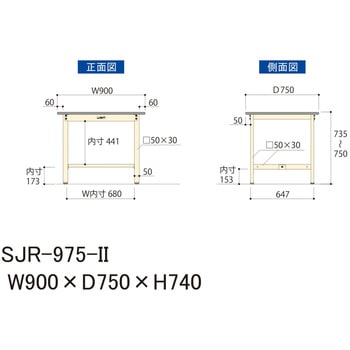 中量作業台/耐荷重500kg_固定式H740_塩ビシート天板_ワークテーブル500シリーズ 山金工業