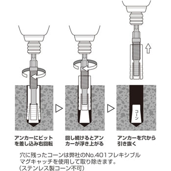 アンカー抜きビット 6.35mm六角軸 ANEX