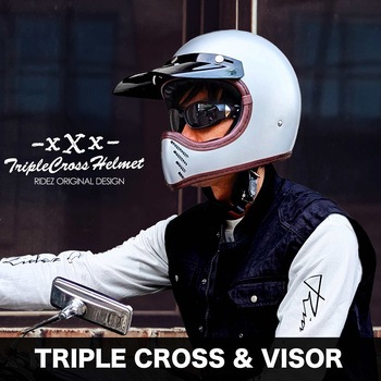 ヘルメット バイク  レトロ オフロード VMX トリプルクロス RIDEZ(ライズ)