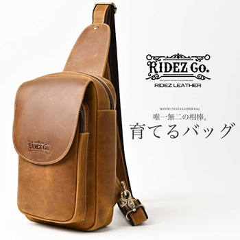 本革 ショルダーバッグ 革 茶 バイク 鞄 RBP02 RIDEZ(ライズ)