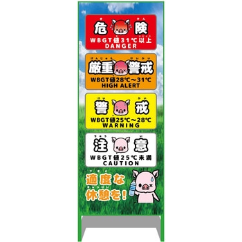熱中症予防情報看板 動物ver(ブタ・青空) グリーンクロス