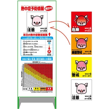 熱中症予防情報看板 マグネット付 動物ver(ブタ) - グリーンクロス