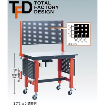 TFKSS-1260C75 ハンドル昇降式軽量作業台(キャスター付) TRUSCO ポリ