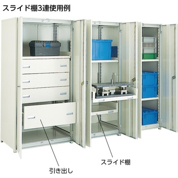 軽中量ボルトレス棚 M3型 (パネル・扉付・300kgタイプ、高さ1800mm、3段タイプ)連結型 TRUSCO