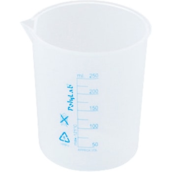 プラスチックビーカー 青目盛付き・PP製 Polylab