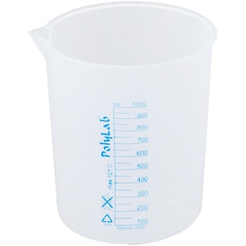 プラスチックビーカー 青目盛付き・PP製 Polylab