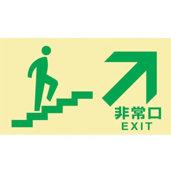068046 高輝度蓄光避難誘導標識 非常口(階段右上) 日本緑十字社 粘着