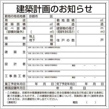 302-21KY 建築計画のお知らせ(京都市型) ユニット 厚さ1.2mm縦900mm横