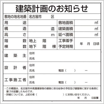 建築計画のお知らせ(名古屋市型)複合板製 ユニット