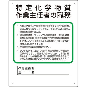 作業主任者職務板 特定化学物質‥‥ ユニット