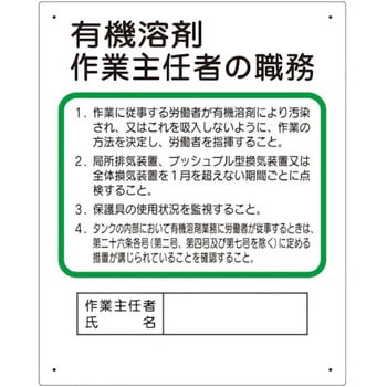 作業主任者職務板 有機溶剤… ユニット