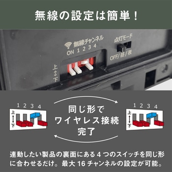 乾電池式無線連動チャイム&ライト(受信型)+センサー(送信型)セット ライテックス(ムサシ)
