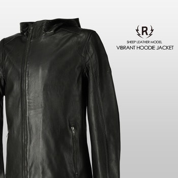 RR04-XL バイク用 本革 フード付き レザージャケット RIDEZ
