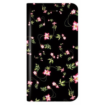 iPhone X 薄型デザインPUレザーケース「Design+」 Flower ブラック スタンド機能 LEPLUS