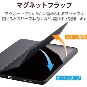 iPad 10.9インチ 第10世代 ( 2022 ) 用 ケース ソフトレザー カバー 手帳型 スリープ対応 マグネット フラップ 2アングル 耐衝撃 背面クリア 軽量 薄型 ブラック エレコム