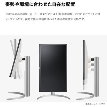 27インチ ワイド液晶ディスプレイ(3840x2160/IPS/アンチグレア/HDMIx2/DP/TypeC(PD90W)/高さ調節/チルト/ピボット) LG
