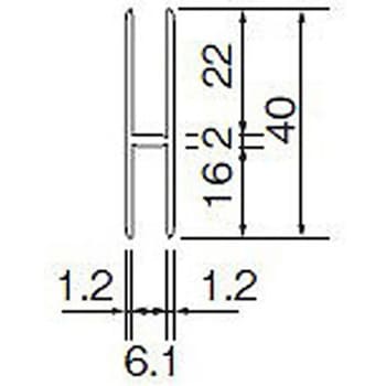 アルミ 40ミリHハカマ シルバー(C) 穴無 5×2000 スリーナイン島野
