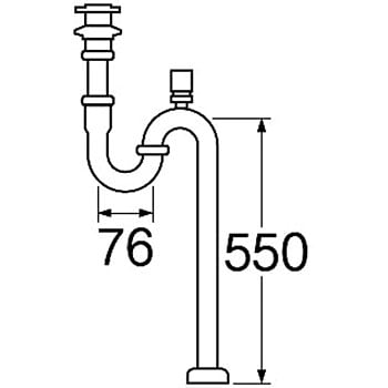 H740V-32 低位通気弁付Sトラップ SANEI アジャスト付 外径(排水栓)54mm