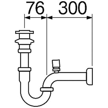 H750V-32 低位通気弁付Pトラップ SANEI アジャスト付 外径(排水栓)54mm