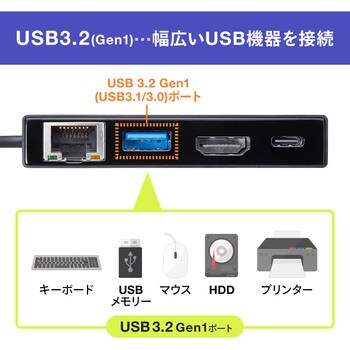 AD-ALCMHL1BK 変換アダプタ サンワサプライ 0.3m USB Type-C(PC接続側