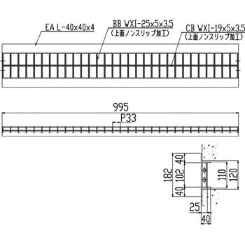 組込型グレーチング 並目 WUC-X型 片岡産業 【通販モノタロウ】