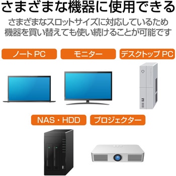 セキュリティワイヤー マルチスロット対応 シリンダー錠 プッシュロック方式 セキュリティケーブル パソコン エレコム