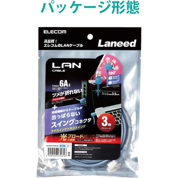 LANケーブル Cat6A準拠 スリム タテスイング×ヨコスイング 高速 10Gbps ストレート 爪折れ防止 エレコム