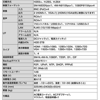 デジタルビデオレコーダー 2TB 4ch対応 USBメモリへのバックアップ可能 DXアンテナ