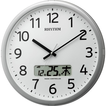 リズムRHYTHM 掛け時計 電波時計 チャイム付き プログラムカレンダー01S電波時計秒針
