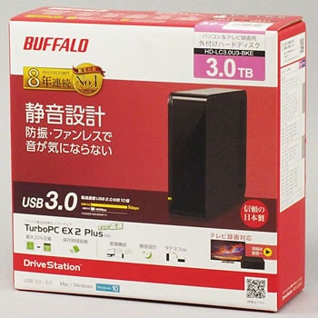 BUFFALO バッファロー HD-LC3.0U3/N 3TB 2台 外付HDD 動作品