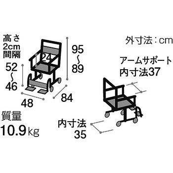 CAK-460 シャワーキャリー トイレットタイプ 4輪自由車 1台 矢崎化工