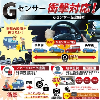 car-082 前後同時録画 バックカメラ搭載4インチドライブレコーダー 1台