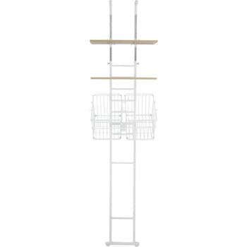 SYM-301 (WH) 突っ張り式洗濯機ラック(棚2段+バスケット) 1台 サン