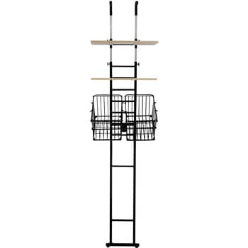 SYM-301 (BK) 突っ張り式洗濯機ラック(棚2段+バスケット) 1台 サン