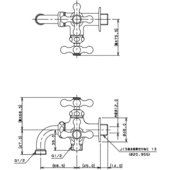 ガーデン用万能ホーム双口水栓 カクダイ