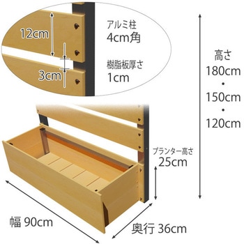 プランター付きフェンス ボーダー板間隔3cm サクリア