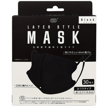 LAYER STYLE MASK Black 富士 30枚入 3層構造 立体型 ふつうサイズ