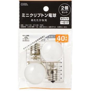 ミニクリプトン電球 E17 40W形 オーム電機