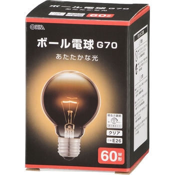 ボール電球 E26 60W形 G70 オーム電機