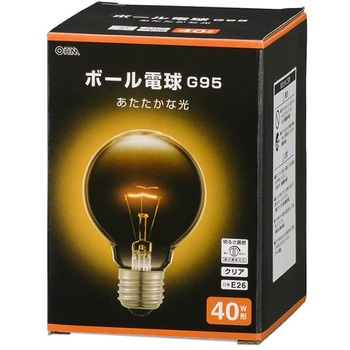 ボール電球 E26 40W形 G95 オーム電機