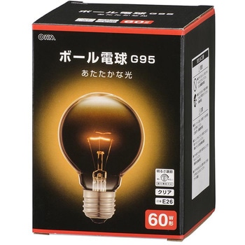 ボール電球 E26 60W形 G95 オーム電機