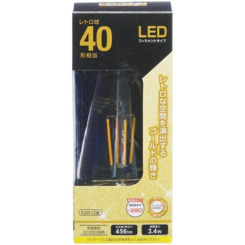 LEDフィラメント電球  E26 キャンドル色 オーム電機