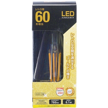 LEDフィラメント電球  E26 キャンドル色 オーム電機