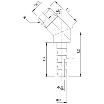 45°ホース口 (アングル型ホースニップル) ツツミ工業