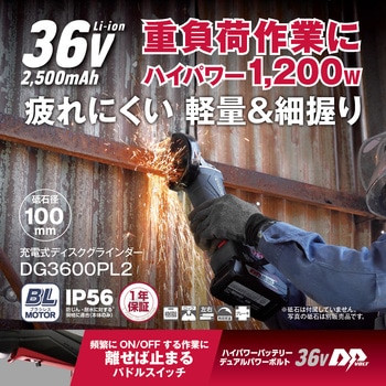 36V充電式ディスクグラインダー(パドルスイッチ) 京セラ(旧RYOBI電動工具)