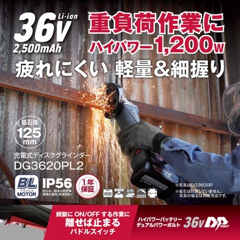 36V充電式ディスクグラインダー(パドルスイッチ) 京セラ(旧RYOBI電動工具)