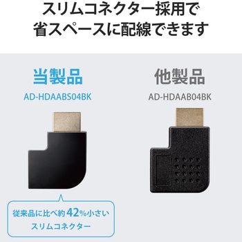 HDMI変換アダプタ L字 90度 オスメス変換 HDMIケーブル 延長コネクタ 4K 60p 金メッキ エレコム